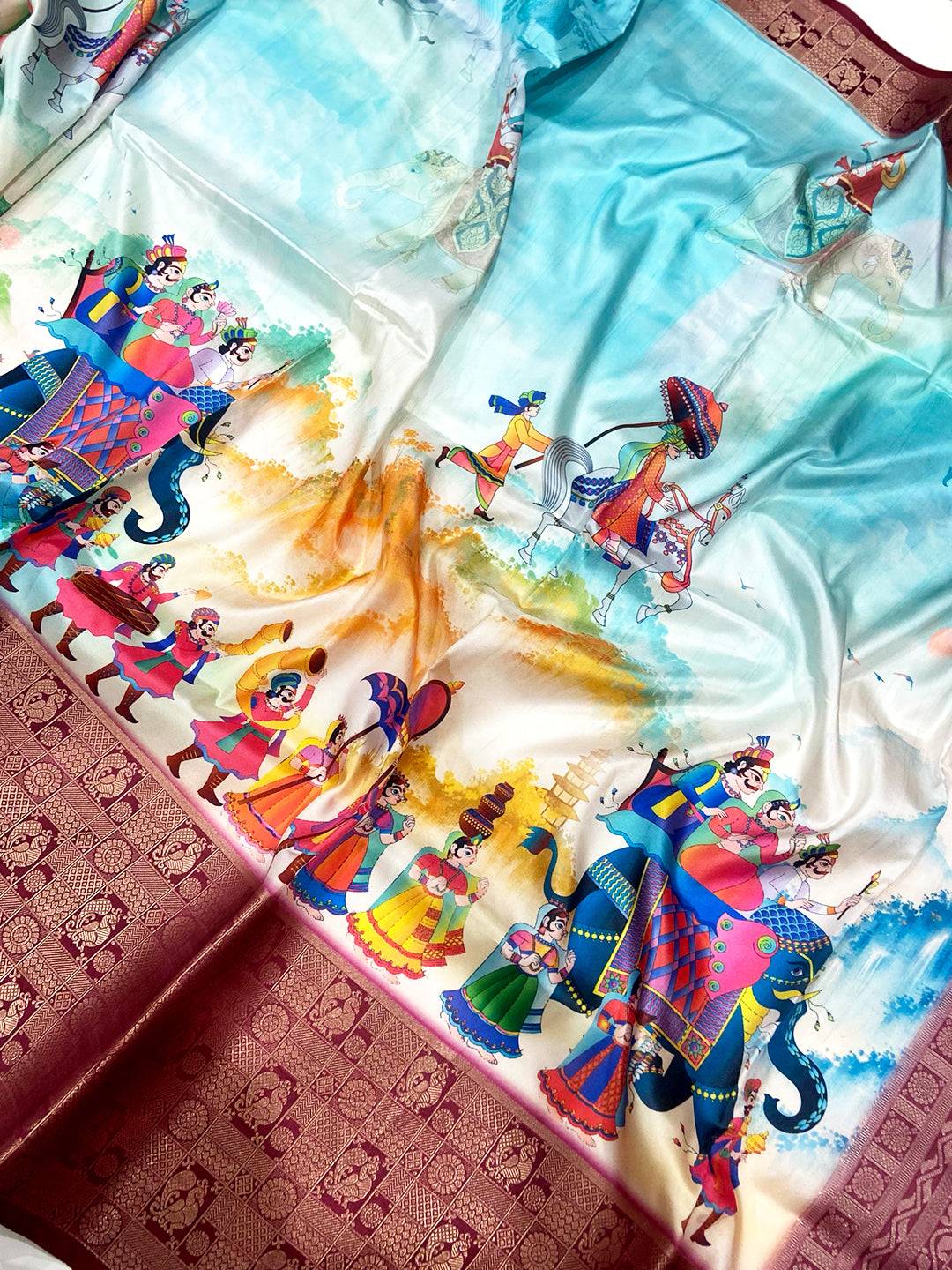 Heritage Soft Banarasi Silk Digital Print Saree