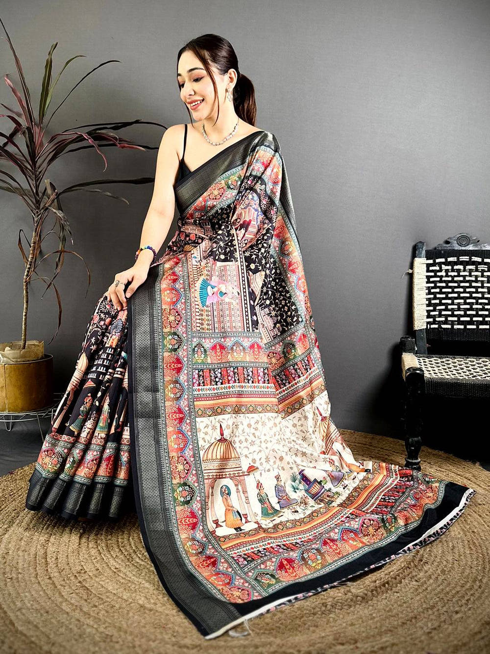 Royal Pashmina Print Tussar Ghichaa Saree