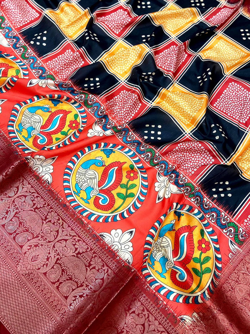 Radiant Bandhej Printed Banarasi Saree