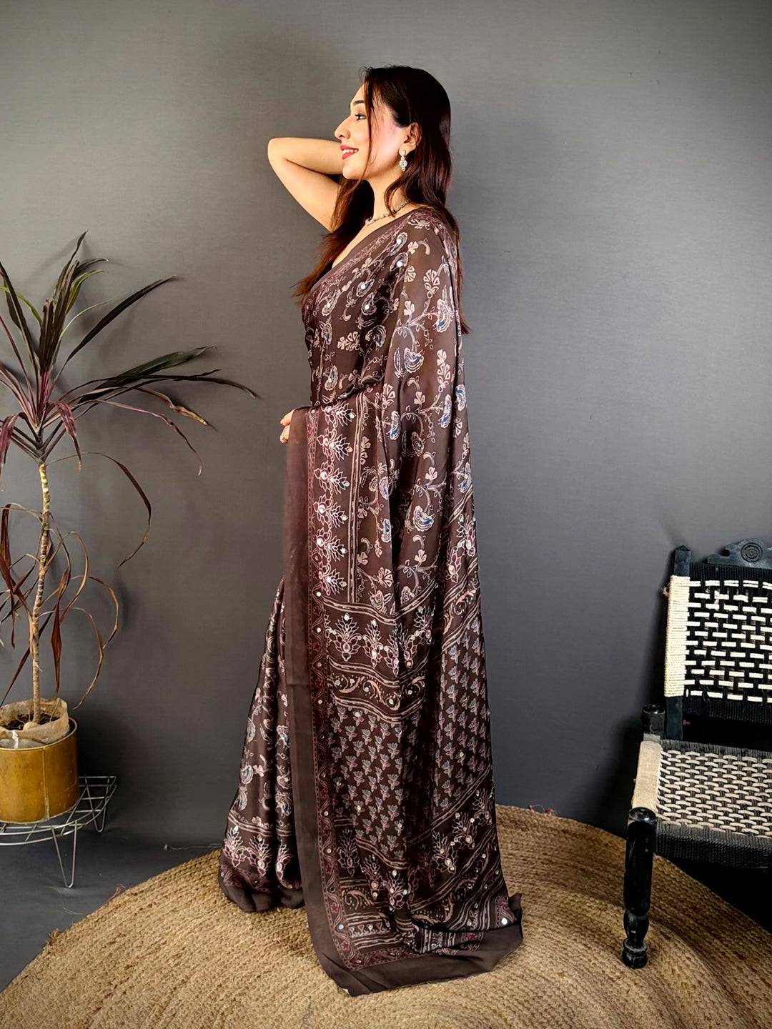 Artisan Soft Georgette Mirror Work Saree