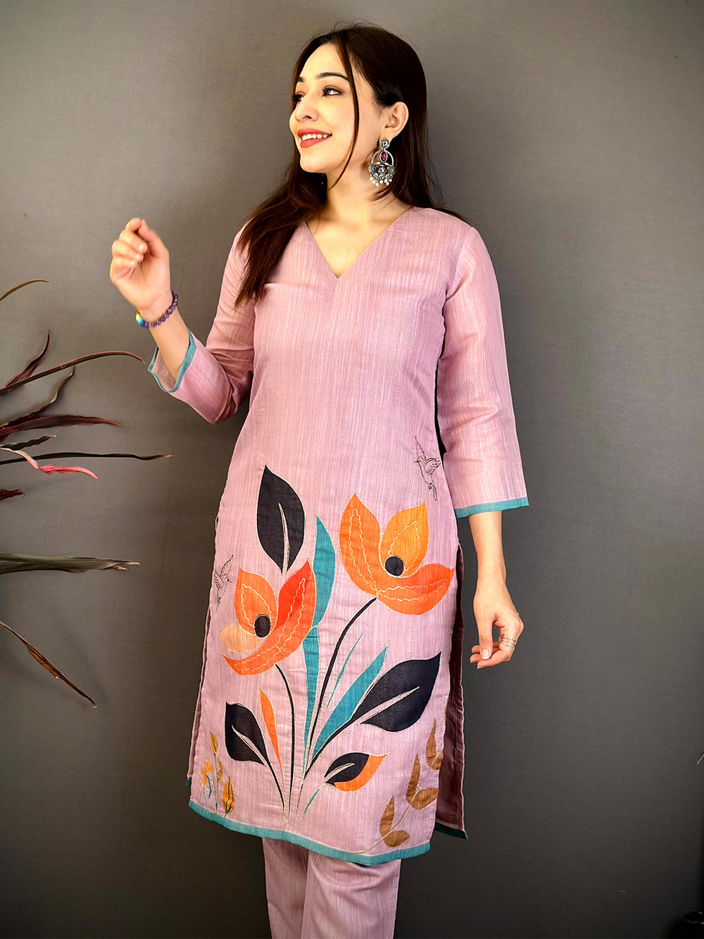 Vibrant Cotton Zari Ari Work Kurti