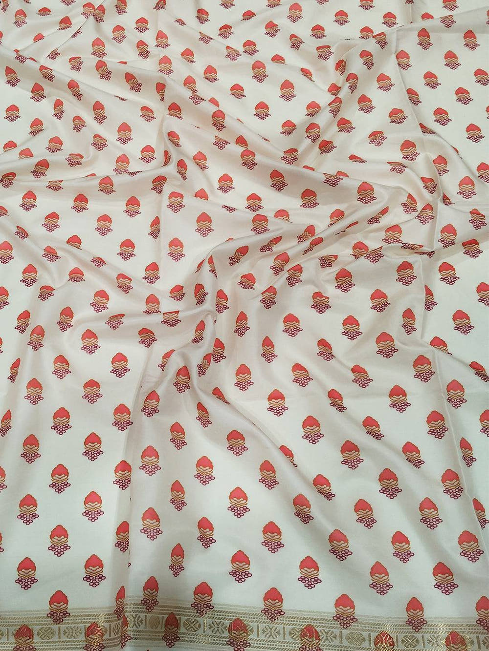 White Soft Silk Pashmina Kashmiri Print Saree