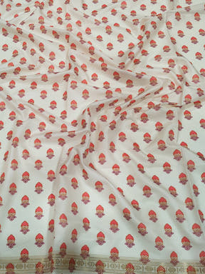 White Soft Silk Pashmina Kashmiri Print Saree