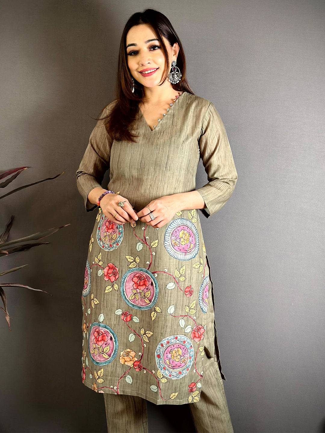 Ethnic Kalamkari Print Mul Kurti