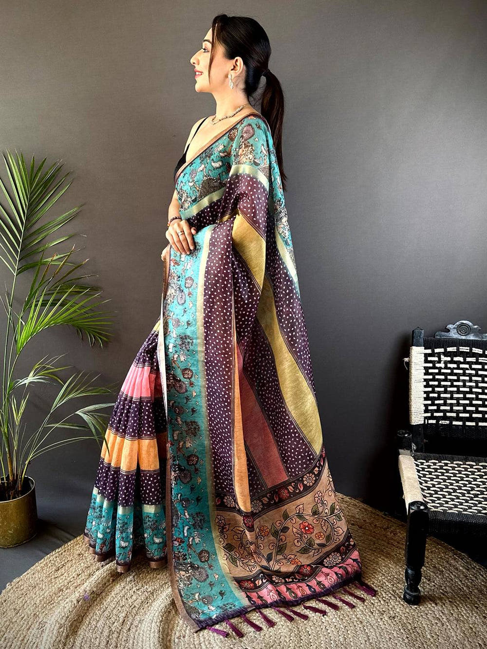 Graceful Soft Chanderi Cotton Bandhej Print Saree