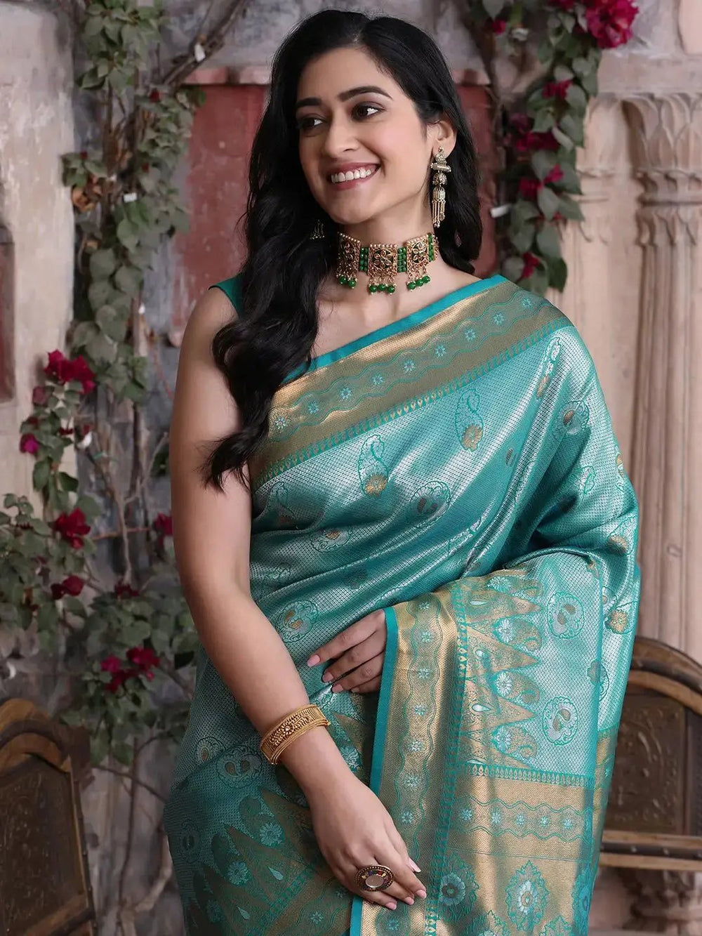 Kanjivaram Silk Saree With Zari Work 