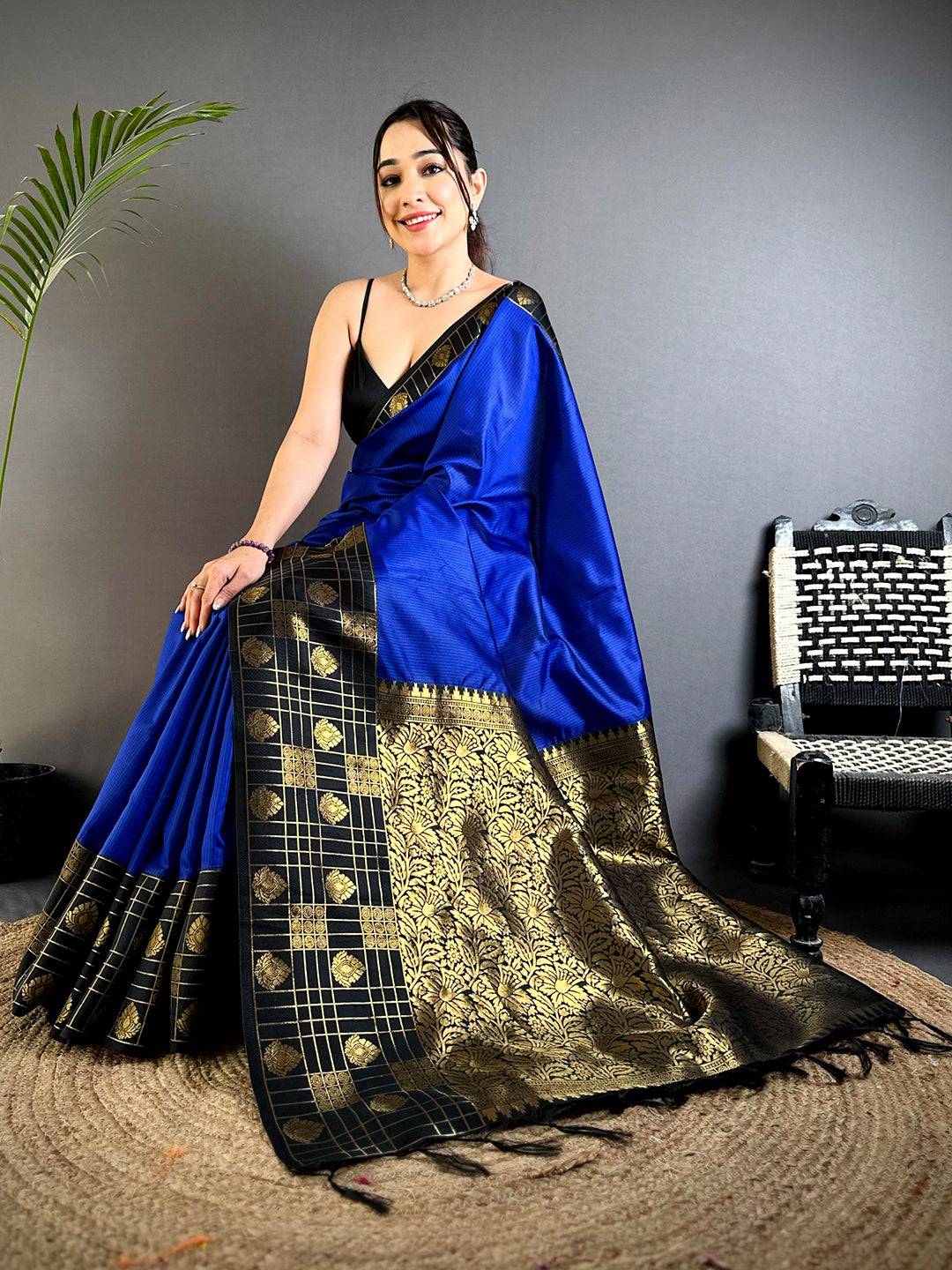 Black Gadwal Border Banarasi Katan Saree
