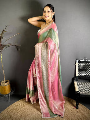 Opulent Satin Tissue Diamond Work Saree