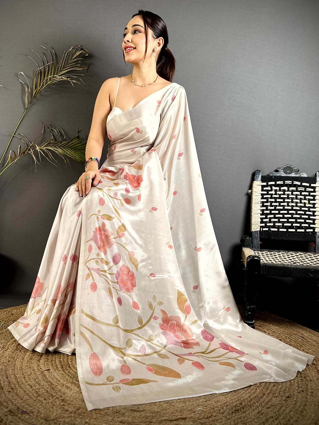 Majestic Soft Chinnon Chiffon Floral Saree