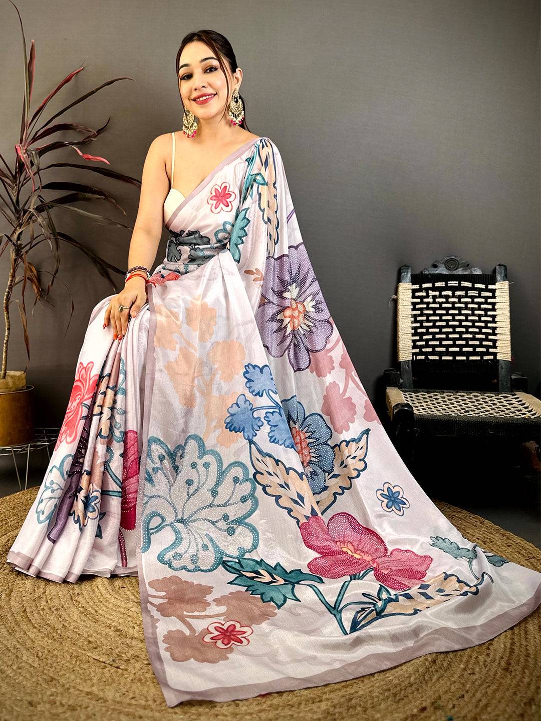 Regal Chinnon Chiffon Floral Print Saree