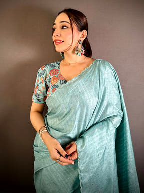 Air Silk Butti Resham Embroidery Border Saree