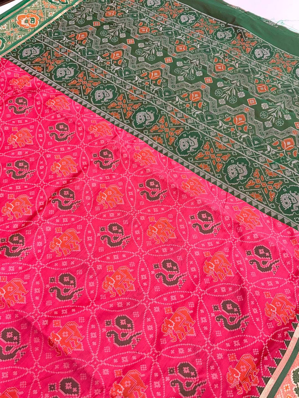 Elegant Gajri Pochampally Patola Silk Saree
