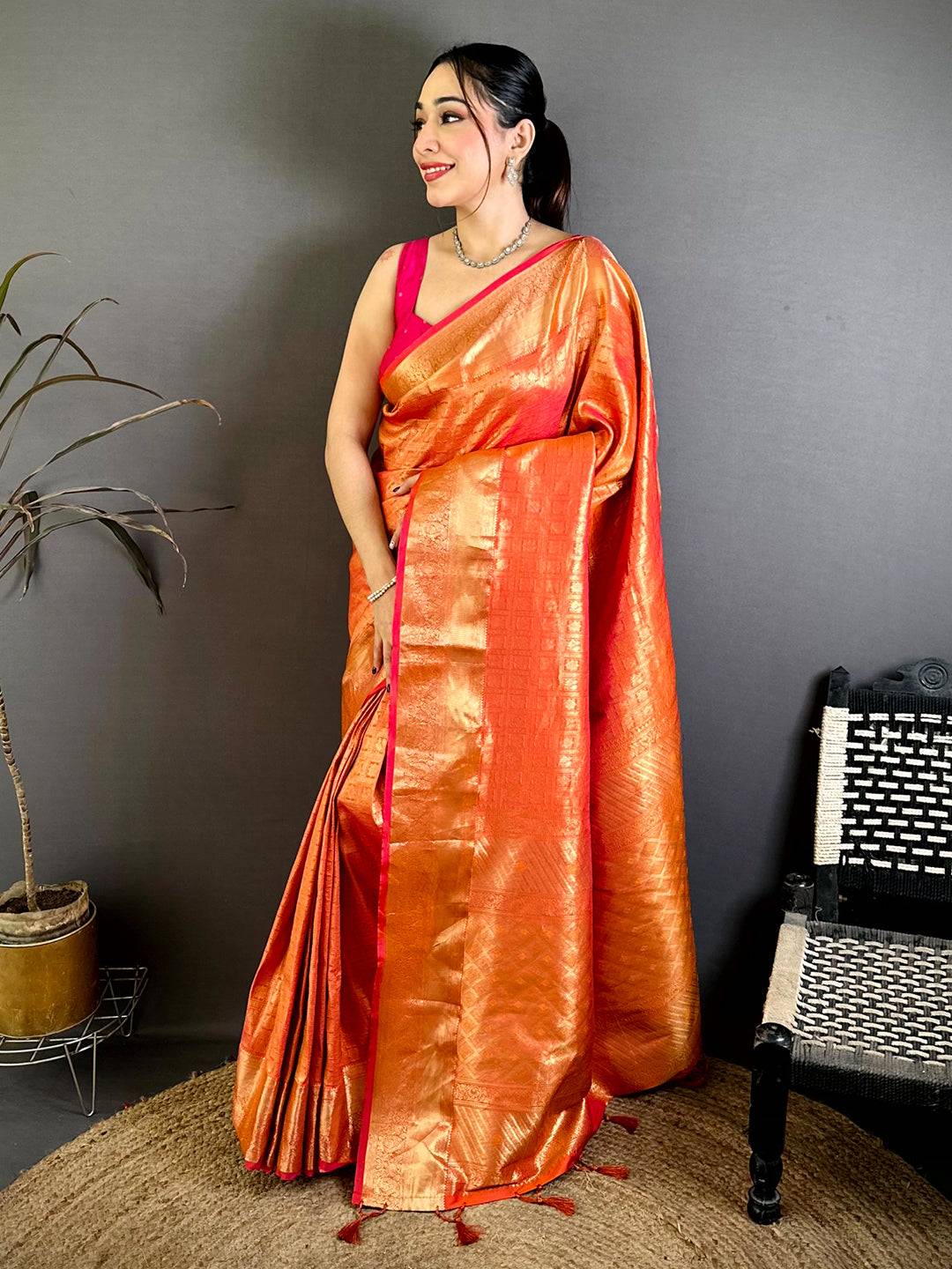 Heritage Kanjivaram Self Gold Zari Weave Saree