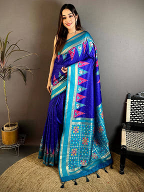 Soft Silk Ikkat Patola Gadwal Border Saree