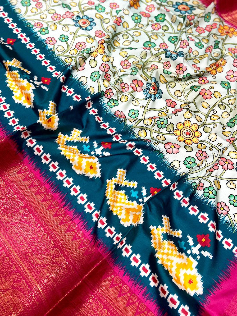 Light Blue Floral Banarasi Silk Saree