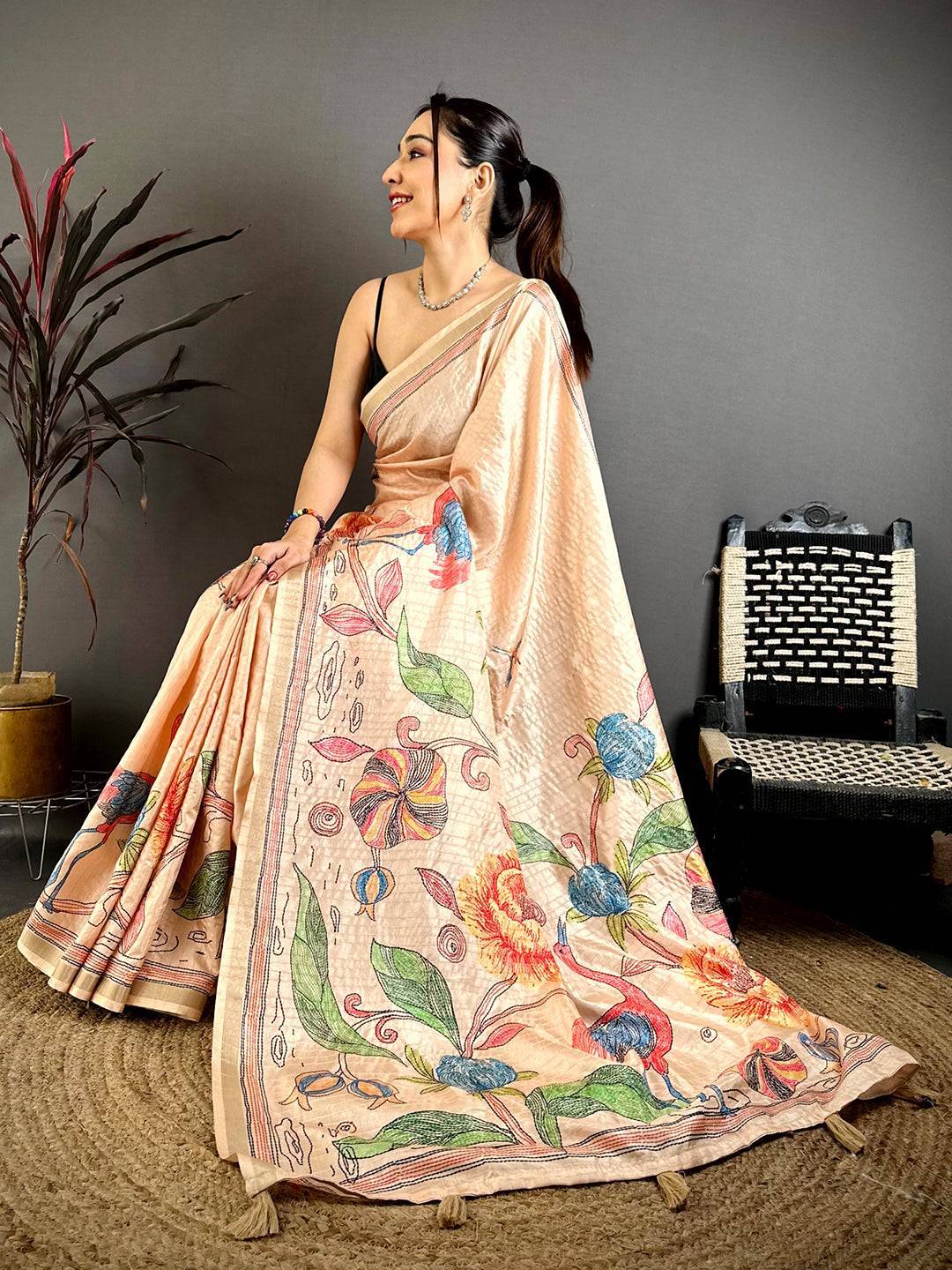 Elegance Soft Tussar Ghicha Katha Saree