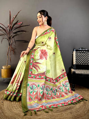 Artistic Rudraksh Zari Border Floral Saree