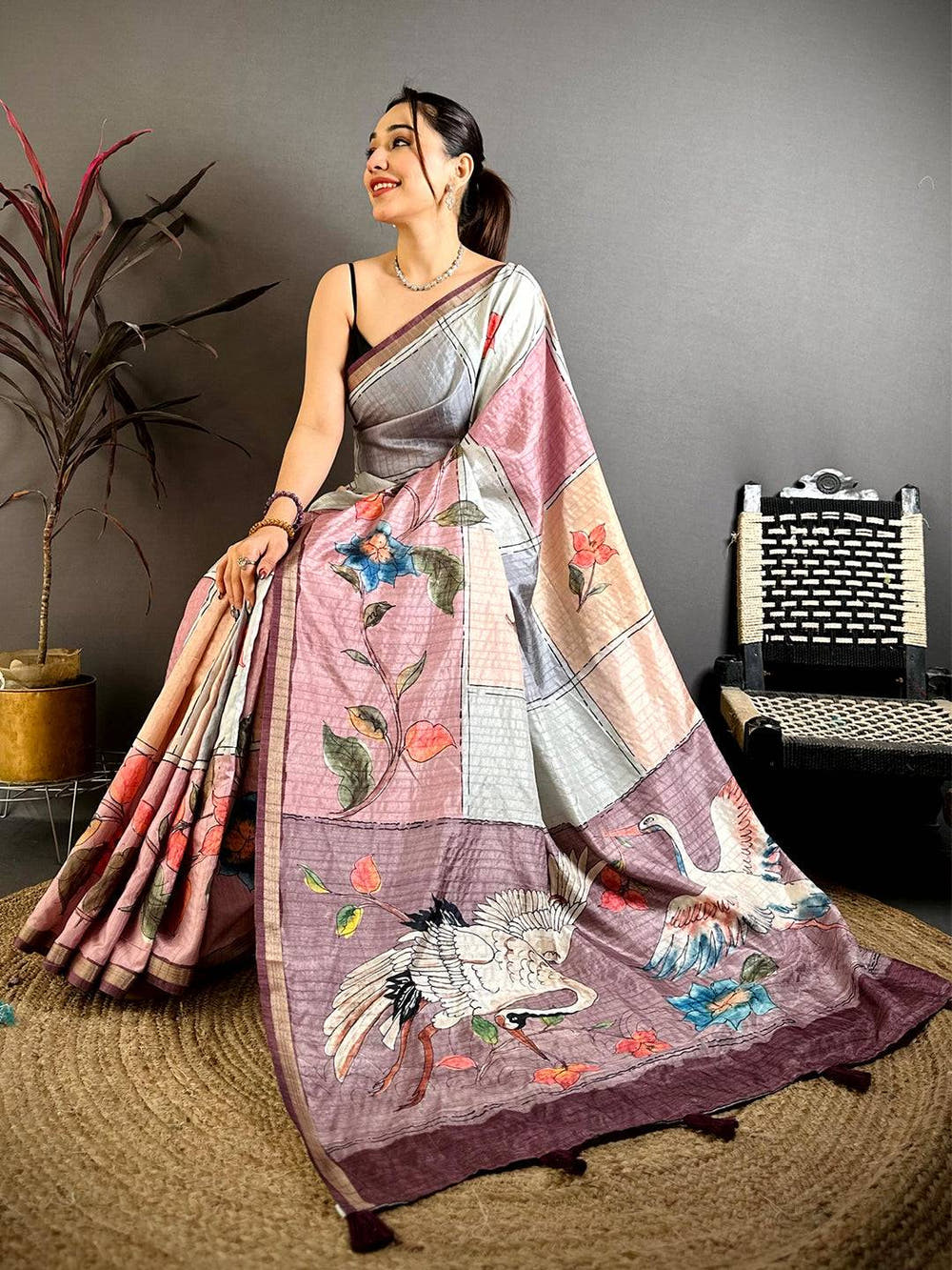 Radiance Digital Kalamkari Tussar Saree