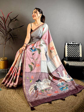 Radiance Digital Kalamkari Tussar Saree