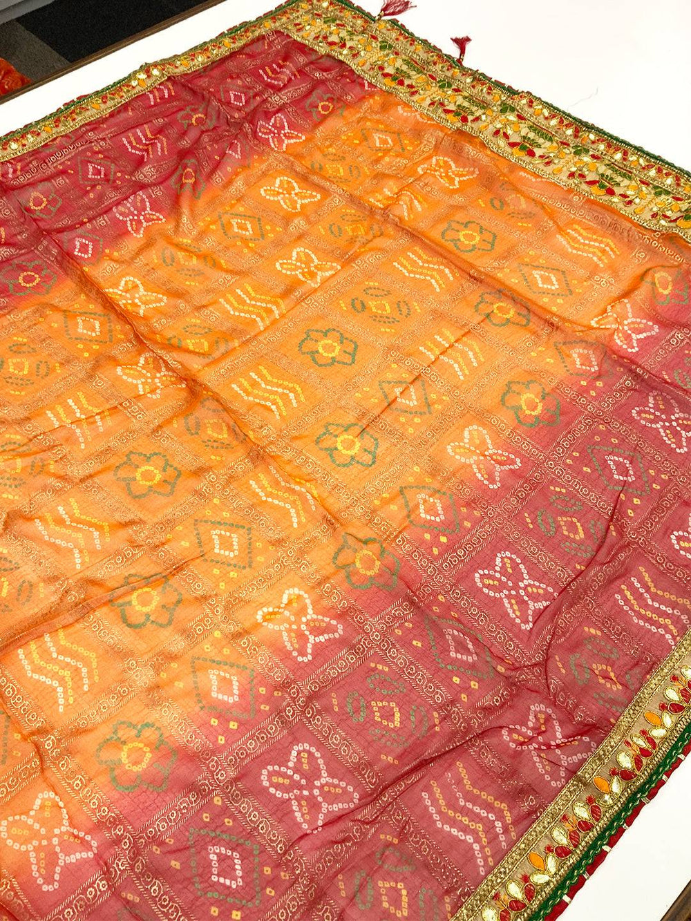 Charming Foil Bandhani Print Saree
