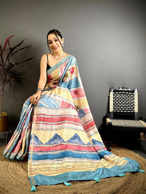 Digital Kalamkari Royal Tussar Saree