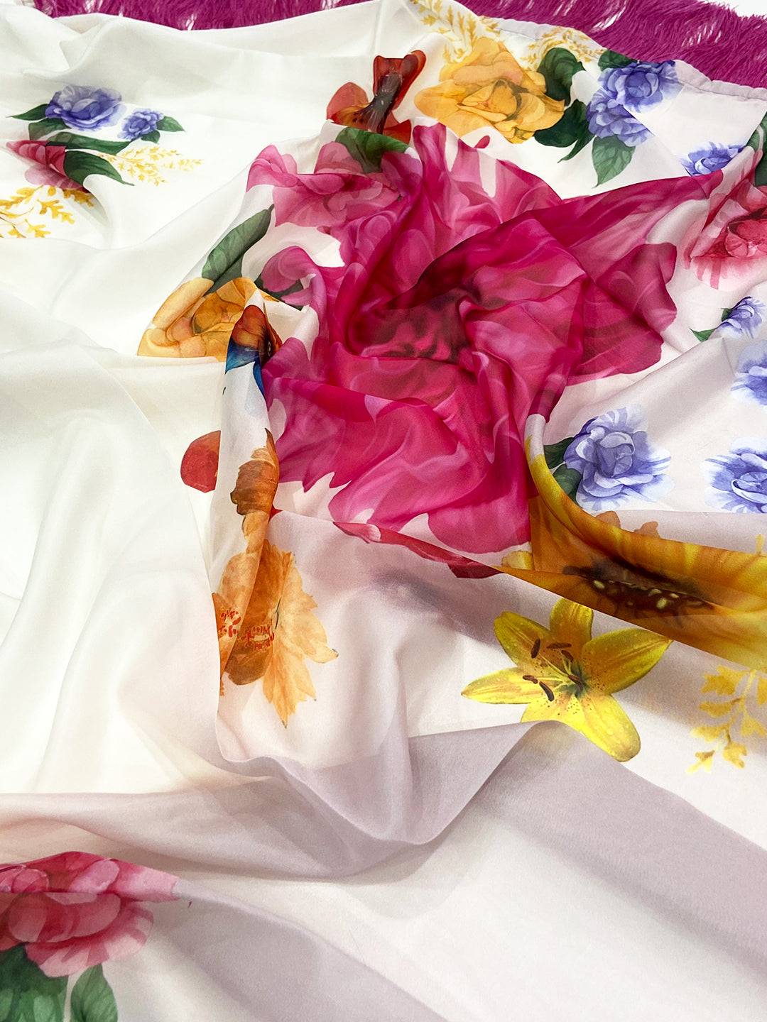 Ethereal White Tebi Silk Saree