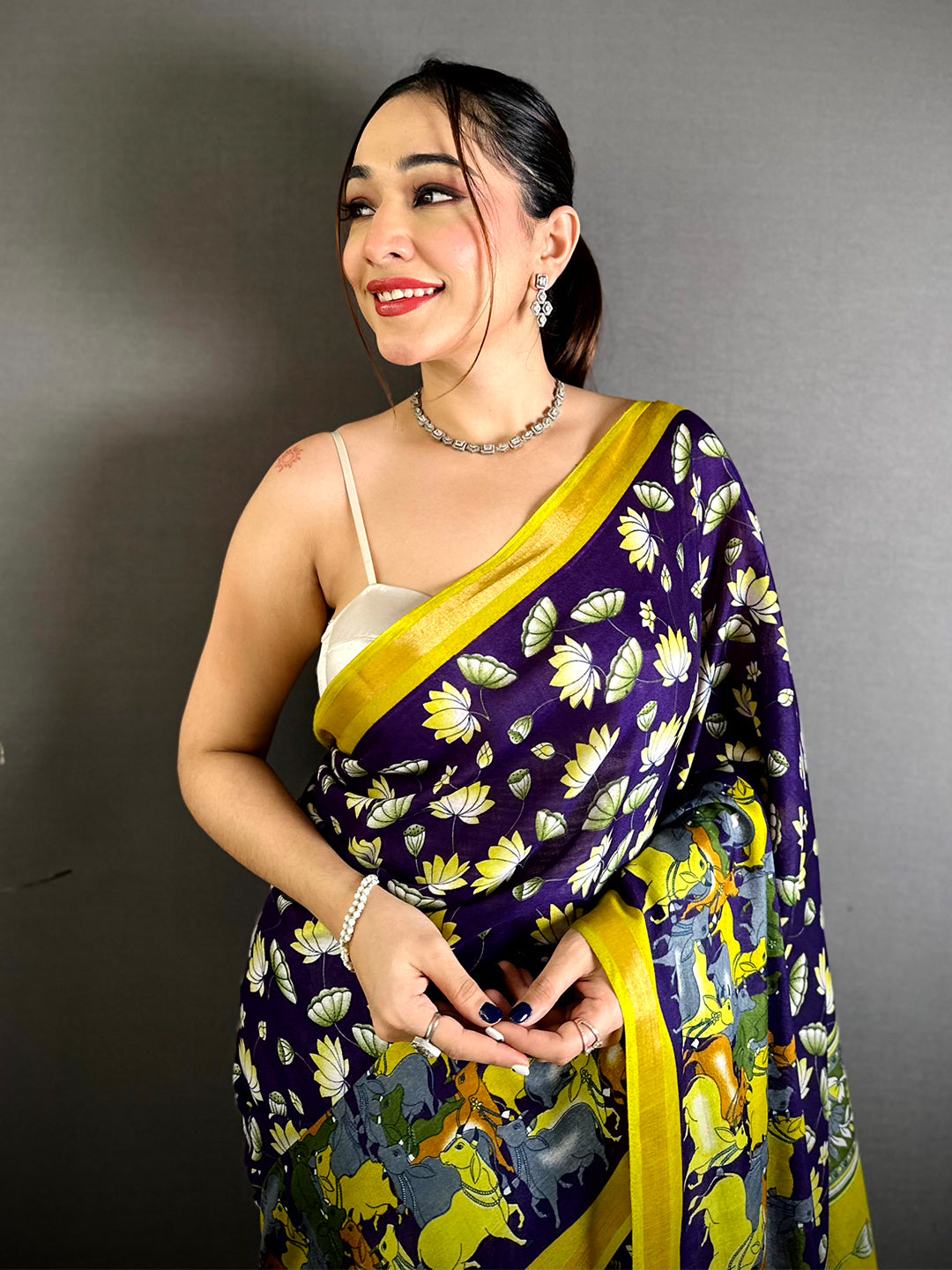 Stylish Mul Cotton Pichwai Kalamkari Saree