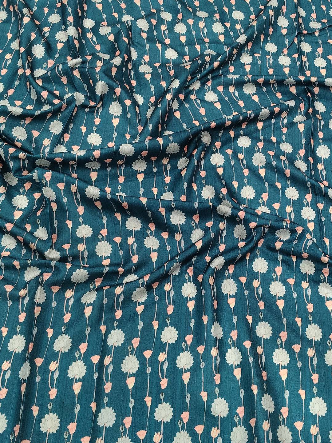 Teal Kalamkari Digital Printed Saree

