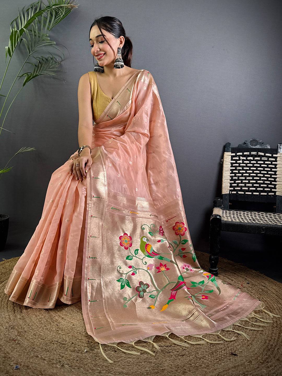 Royal Minakari Weave Soft Organza Paithani Saree

