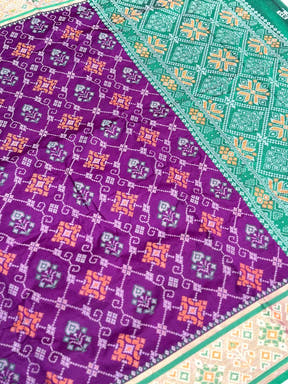 Wine Pochampally Patola Soft Silk Saree