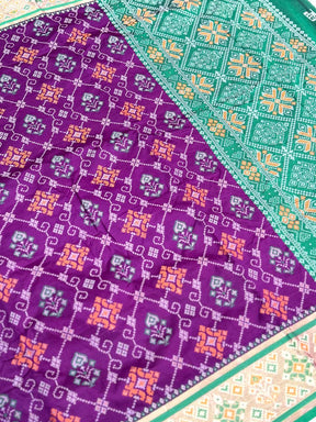 Wine Pochampally Patola Soft Silk Saree