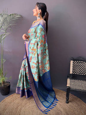 Elegant Banarasi Kovai Rettapet Border Saree