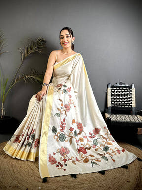 Radiant Floral Kalamkari Khadi Silk Saree
