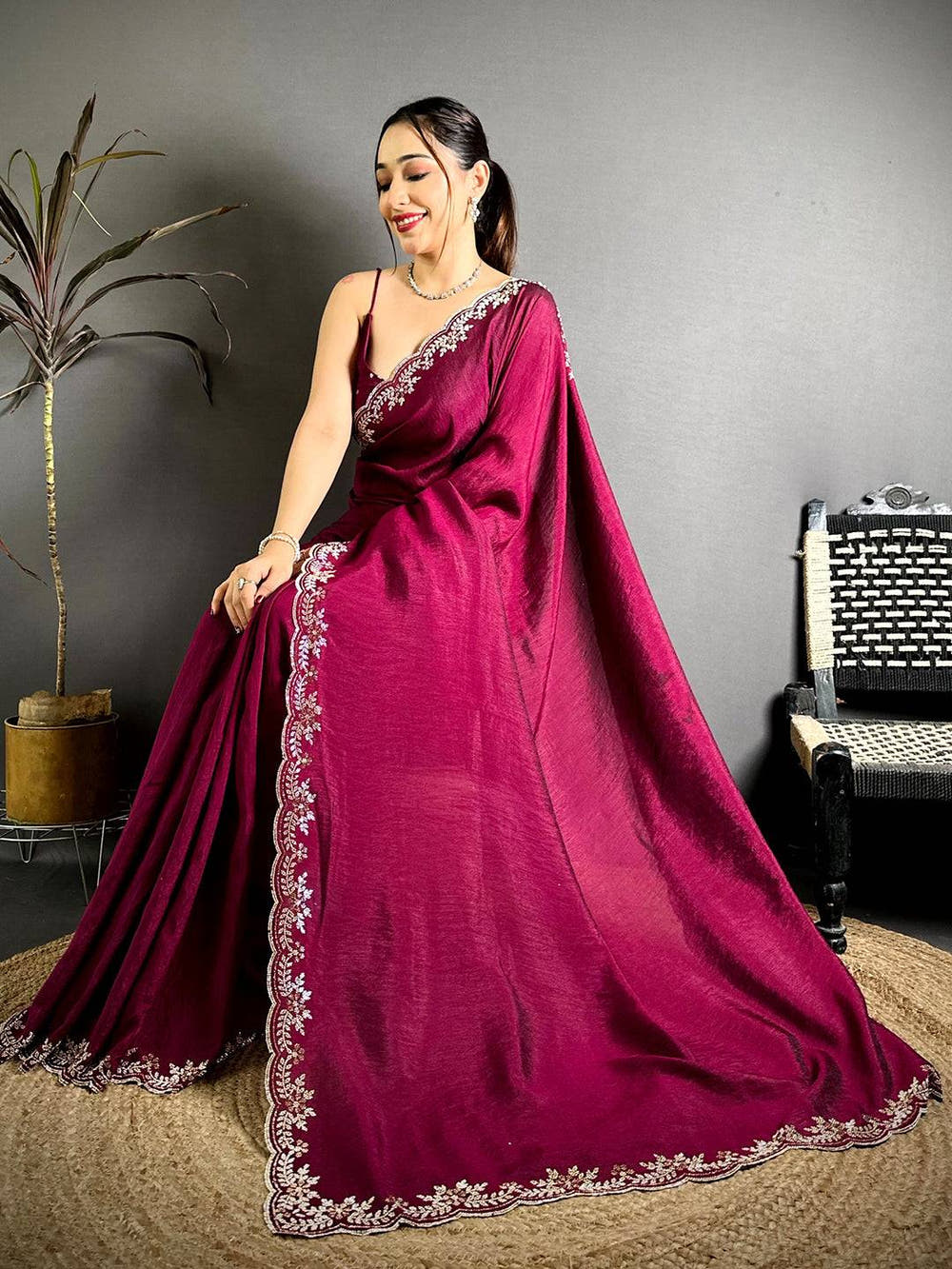Radiant Diamond Zarkhond Chiffon Silk Saree