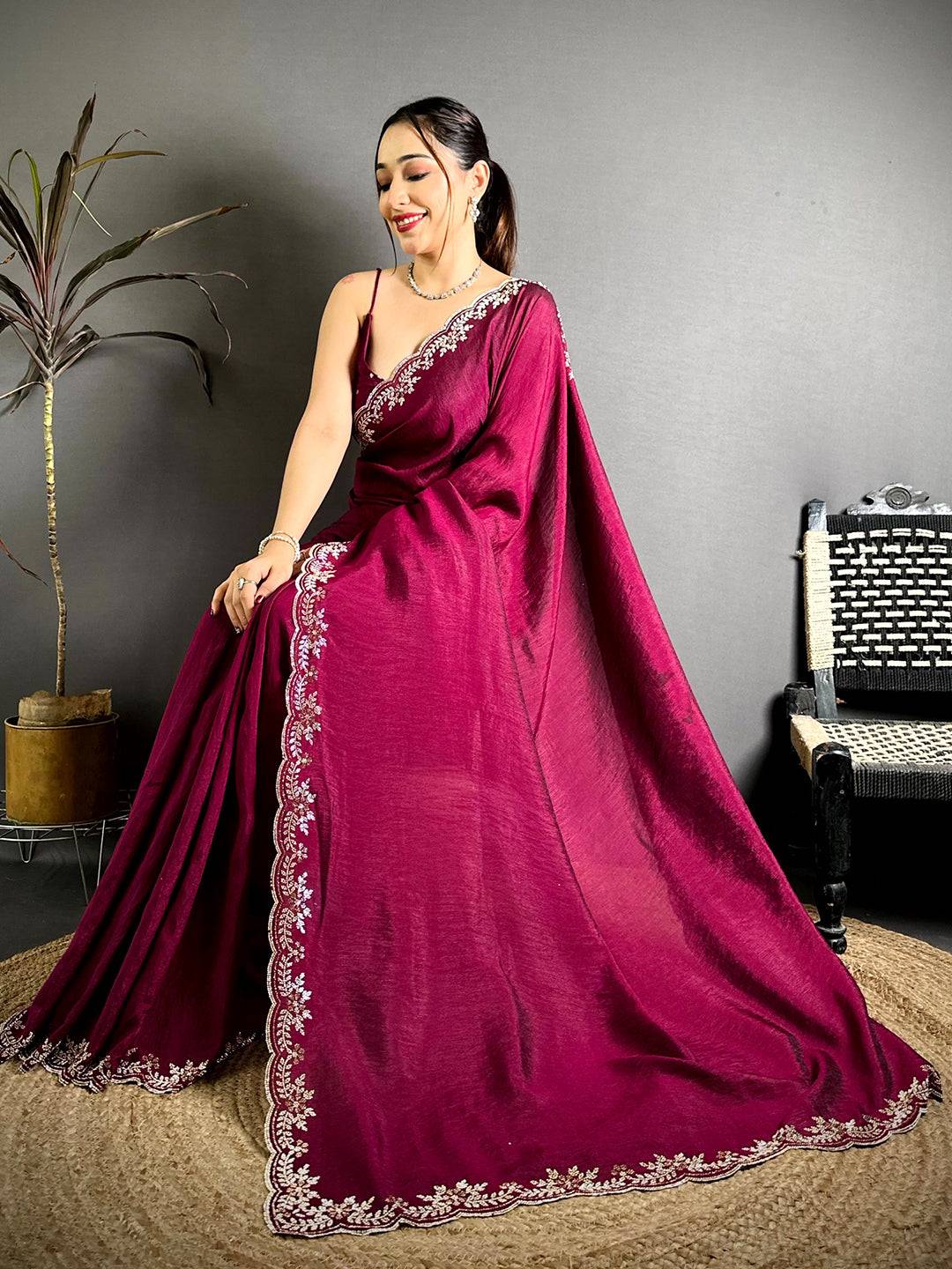 Radiant Diamond Zarkhond Chiffon Silk Saree