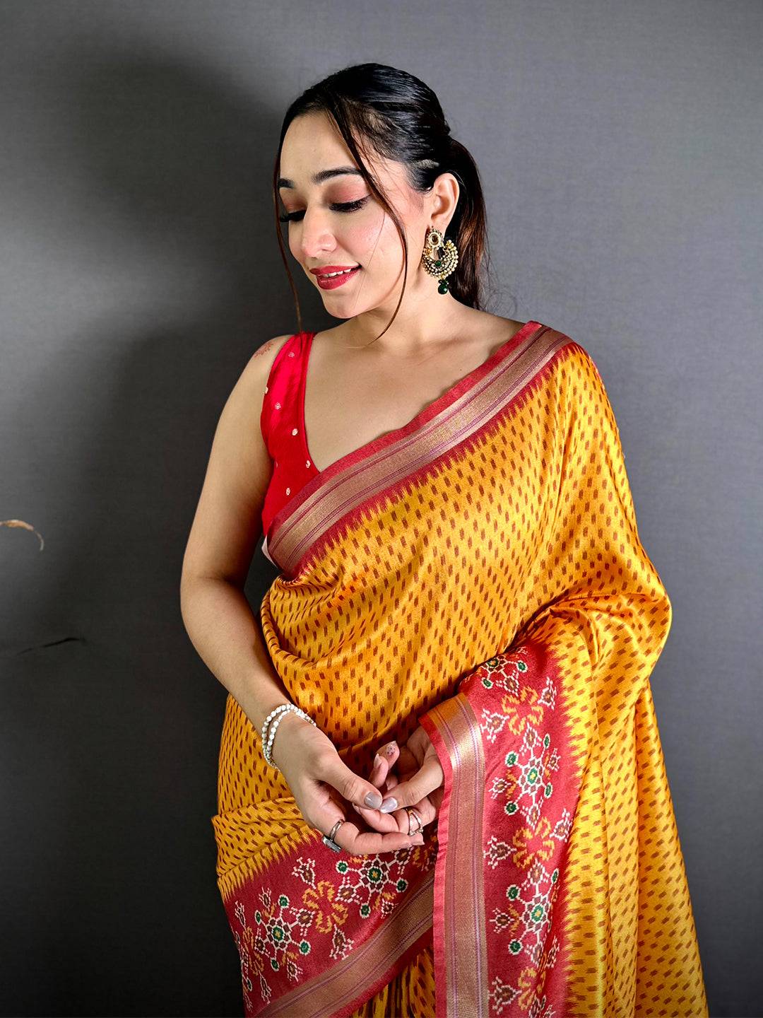 Radiant Ikkat Gaji Lakda Patta Silk Saree