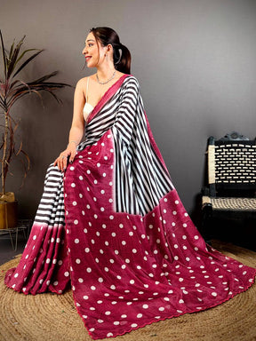 Celebrity Chic Zebra Dot Chiffon Saree