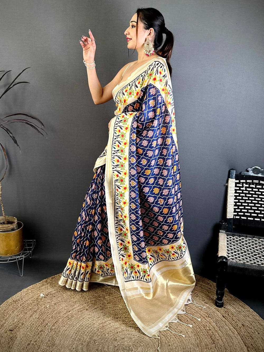 Tradition Digital Ikkat Kanchi Silk Saree