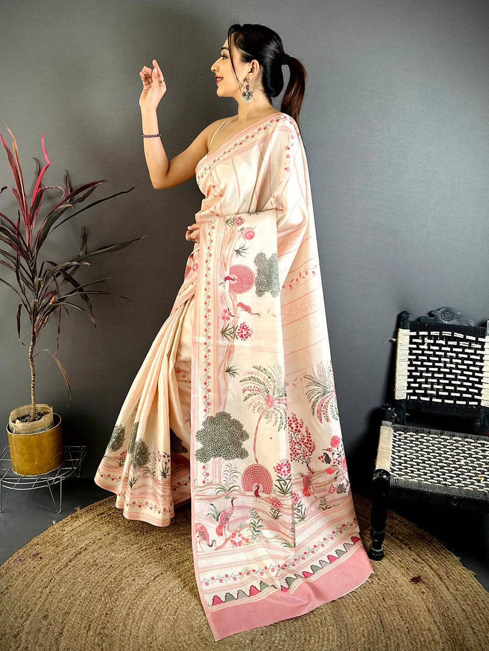 Elegant Pichwai Peacock Tussar Saree
