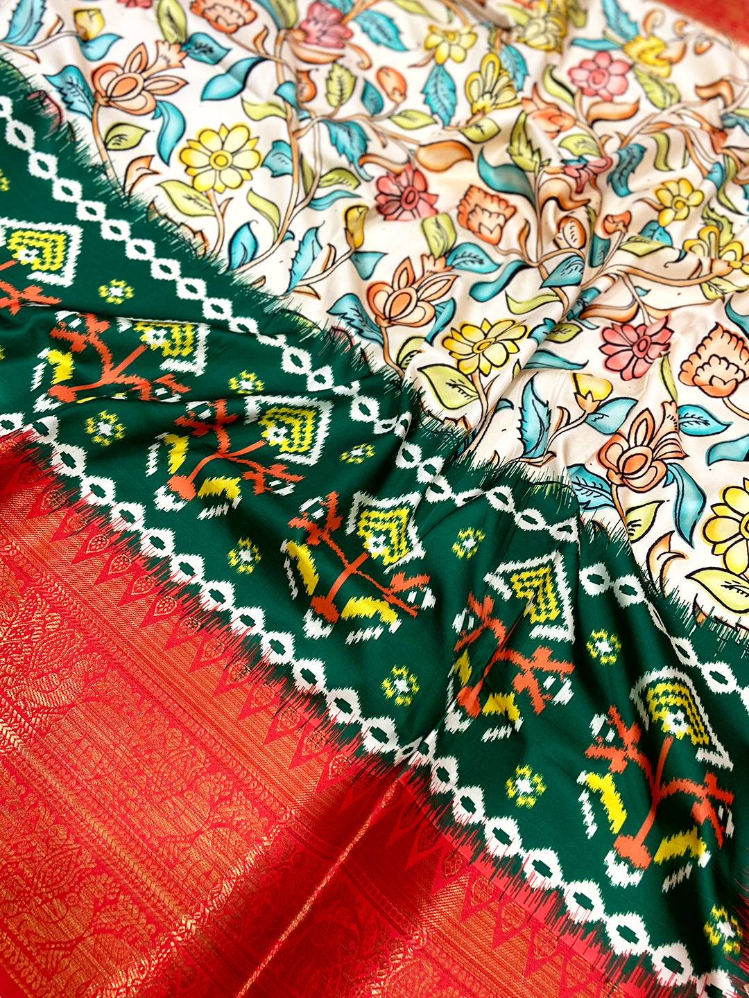 Light Cream Floral Banarasi Silk Saree