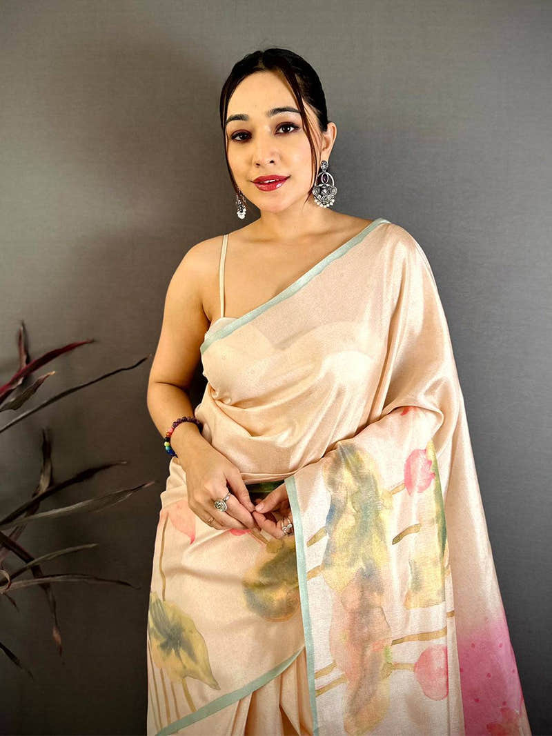 Regal Barbie Tone Lotus Saree