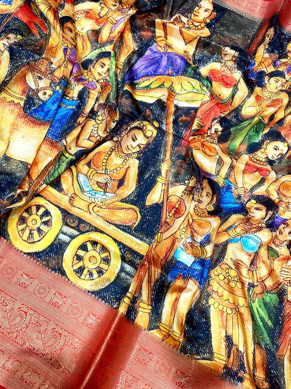Graceful Banarasi Silk Kalamkari Pattern Saree