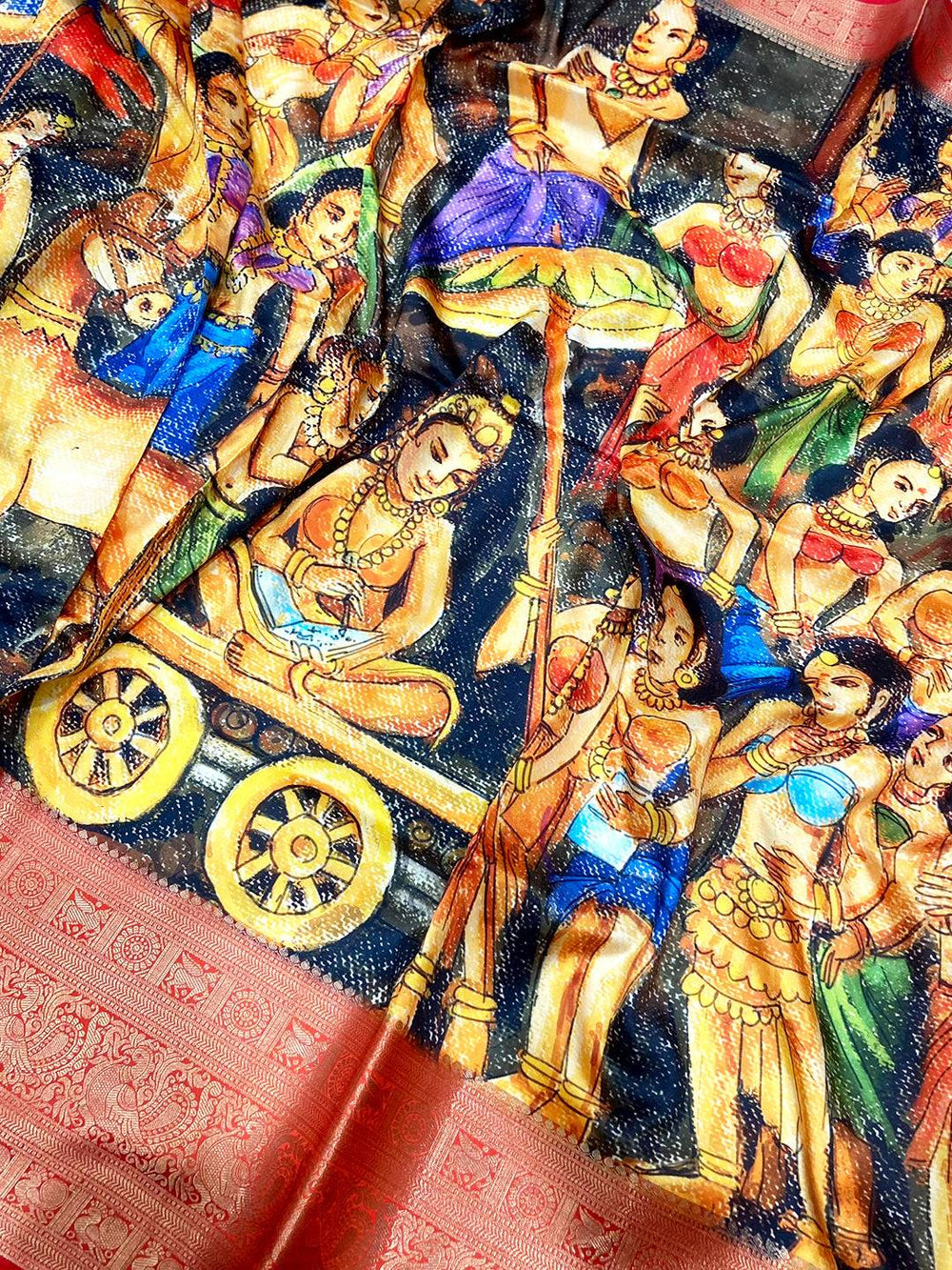 Graceful Banarasi Silk Kalamkari Pattern Saree