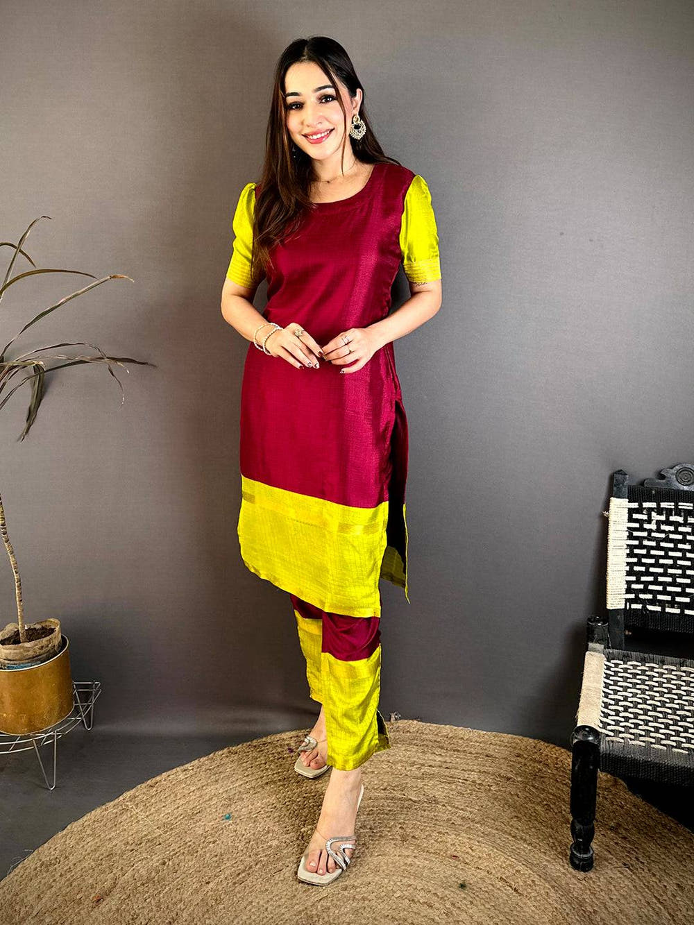 Radiant Wine Soft Kota Crepe Kurti