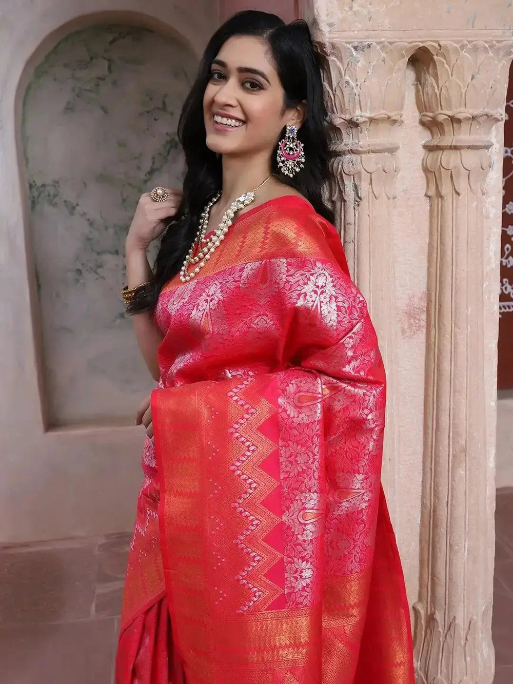Kanjivaram Silk Saree With Zari Work 