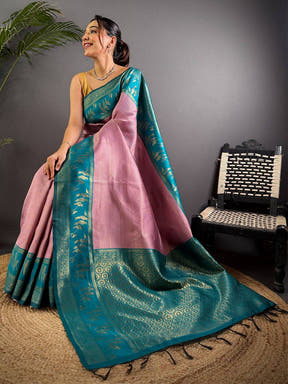 Pink Majesty Banarasi Katan Silk Saree