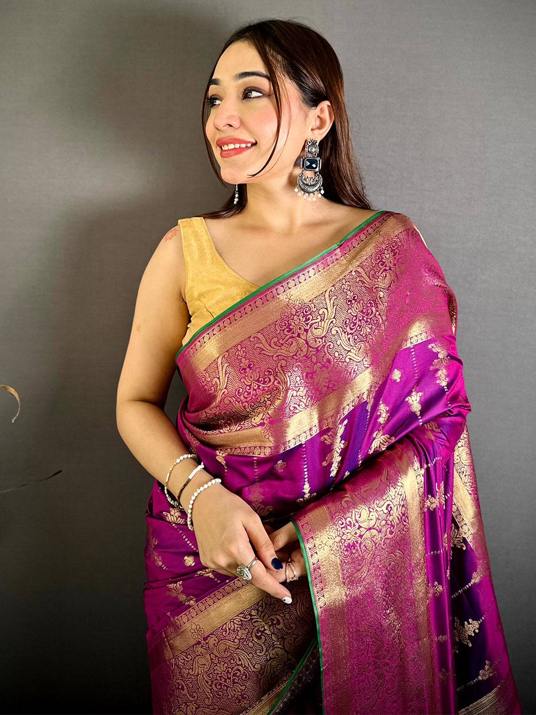 Classic Banarasi Katan Big Zari Border Saree