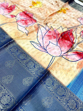 Artistic Floral Fantasy Banarasi Silk Saree