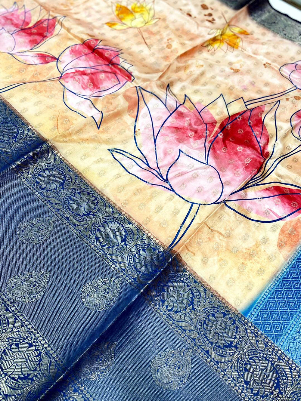Artistic Floral Fantasy Banarasi Silk Saree