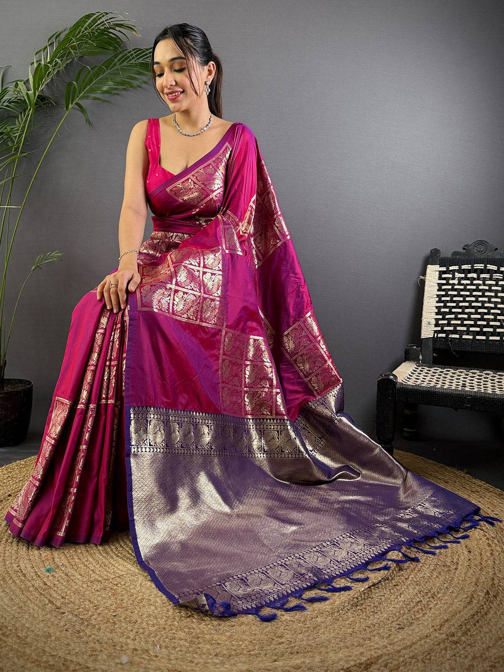 Wine Majesty Soft Silk Saree